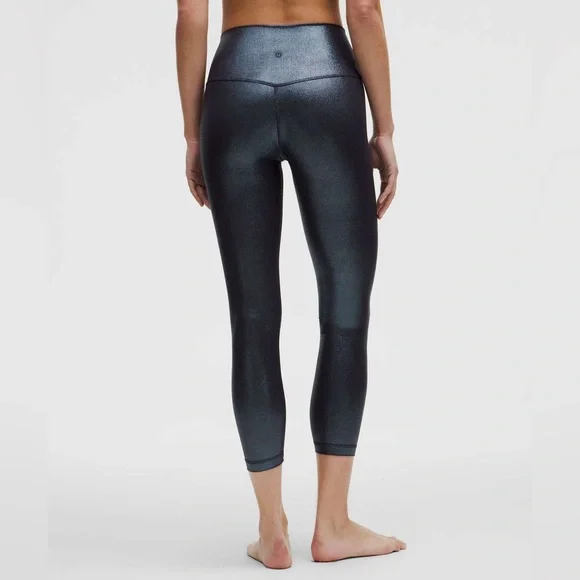 Lululemon•Align HR Ribbed Legging 25" Shine•Radiate Foil Black Night•LIKE NEW•6 - Picture 5 of 8